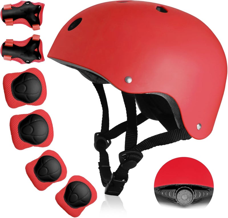 salepo Kids Bike Helmet, Toddler Helmet for Kids Ages 3-5-8, Skateboard Helmet with Knee Elbow Wrist Pads for Boys Girls, Adjustable Protective Gear Set for Skating Bicycling Roller - Image 1